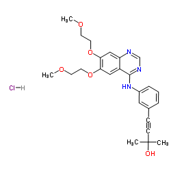 3-butyn-2-ol, 4-[3-[[6,7-bis(2-methoxyethoxy)-4-quinazolinyl]amine]phenyl]-2-methyl, hydrochloride Structure