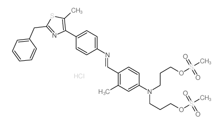1-Propanol,3,3'-[[3-methyl-4-[[[4-[5-methyl-2-(phenylmethyl)-4-thiazolyl]phenyl]imino]methyl]phenyl]imino]bis-,dimethanesulfonate (ester), monohydrochloride (9CI) structure