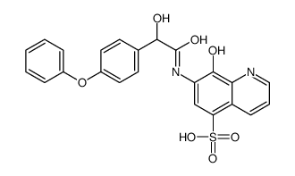 8-Hydroxy-7-[[2-(4-phenoxyphenyl)-2-hydroxyacetyl]amino]-5-quinolinesulfonic acid structure