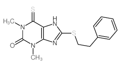 1,3-dimethyl-8-phenethylsulfanyl-6-sulfanylidene-7H-purin-2-one structure