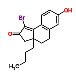 1-Bromo-3a-butyl-7-hydroxy-3,3a,4,5-tetrahydro-2H-cyclopenta[a]naphthalen-2-one结构式