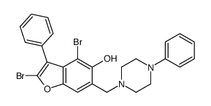 2,4-dibromo-3-phenyl-6-[(4-phenylpiperazin-1-yl)methyl]-1-benzofuran-5-ol结构式