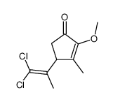 4-(1,1-dichloroprop-1-en-2-yl)-2-methoxy-3-methylcyclopent-2-en-1-one结构式