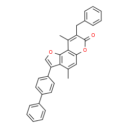 8-benzyl-4,9-dimethyl-3-(4-phenylphenyl)furo[2,3-f]chromen-7-one picture