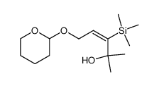 (E)-2-methyl-5-((tetrahydro-2H-pyran-2-yl)oxy)-3-(trimethylsilyl)pent-3-en-2-ol结构式