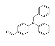 9H-Carbazole-3-carboxaldehyde, 1,4-dimethyl-9-(phenylmethyl) Structure