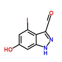 6-Hydroxy-4-iodo-1H-indazole-3-carbaldehyde结构式