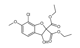 diethyl 7-chloro-2,3-dihydro-3-hydroxy-6-methoxybenzofuran-2,2-dicarboxylate结构式
