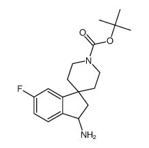 tert-Butyl3-amino-6-fluoro-2,3-dihydrospiro[indene-1,4'-piperidine]-1'-carboxylate structure