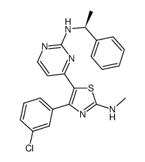 {4-[4-(3-chlorophenyl)-2-methylaminothiazol-5-yl]pyrimidin-2-yl}-(1-(S)-phenylethyl)amine Structure