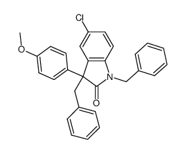 rac-1,3-dibenzyl-5-chloro-3-(4-methoxy-phenyl)-1,3-dihydro-indol-2-one结构式