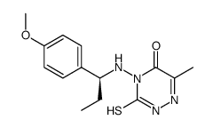 (S)-4-[1-(4'-methoxyphenyl)propyl]amino-3-mercapto-6-methyl-4H-1,2,4-triazin-5-one Structure