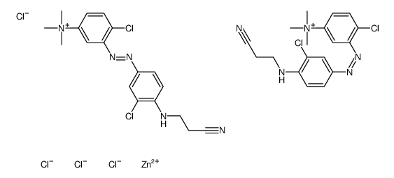 bis[4-chloro-3-[[3-chloro-4-[(2-cyanoethyl)amino]phenyl]azo]-N,N,N-trimethylanilinium] tetrachlorozincate结构式