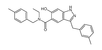 5-[N-(4-methylbenzyl)-N-ethylaminocarbonyl]-3-(3-methylbenzyl)-6-hydroxy-1H-indazole结构式