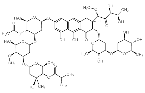 D-threo-2-Pentulose,1-C-[(2S,3S)-7-[[3-O-acetyl-2,6-dideoxy-4-O-(2,6-dideoxy-4-O-methyl-a-D-lyxo-hexopyranosyl)-b-D-lyxo-hexopyranosyl]oxy]-3-[[O-2,6-dideoxy-3-C-methyl-4-O-(2-methyl-1-oxopropyl)-a-L- Structure