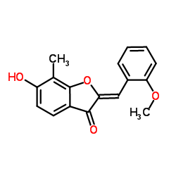 (2Z)-6-Hydroxy-2-(2-methoxybenzylidene)-7-methyl-1-benzofuran-3(2H)-one Structure