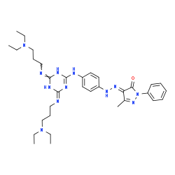 4-[4-[4,6-Bis[3-(diethylamino)propylamino]-1,3,5-triazin-2-ylamino]phenylazo]-3-methyl-1-phenyl-1H-pyrazol-5-ol结构式
