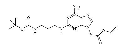 ethyl 2-[6-amino-2-{3-(t-butoxycarbonylamino)-propyl}amino-9H-purin-9-yl]acetate Structure