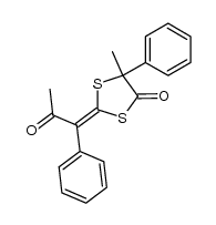 (E)-5-methyl-2-(2-oxo-1-phenylpropylidene)-5-phenyl-1,3-dithiolan-4-one Structure