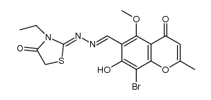 3-ethyl-2-[(8-bromo-7-hydroxy-5-methoxy-2-methyl-4-oxo-4H-benzopyran-6-ylmethylene)-hydrazono]-thiazolidin-4-one Structure