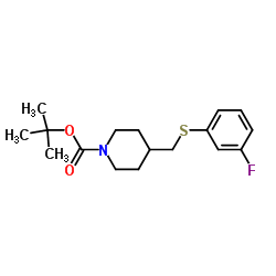 4-(3-Fluoro-phenylsulfanylmethyl)-piperidine-1-carboxylic acid tert-butyl ester structure