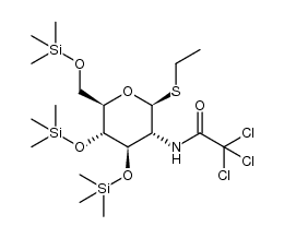 ethyl 2-deoxy-2-N-trichloroacetamido-3,4,6-tri-O-trimethylsilyl-1-thio-β-D-glucopyranoside结构式