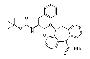 (S)-5-carbamoyl-10,11-dihydro-5H-dibenzo[b,f]azepin-10-yl (tert-butoxycarbonyl)-L-phenylalaninate结构式