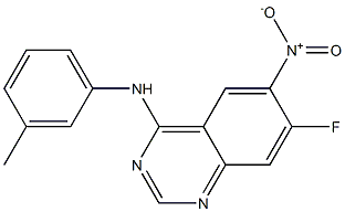 7-fluoro-4-[(3-methylphenyl)-amino]-6-nitroquinazoline Structure