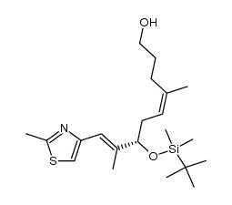 (S,4Z,8E)-7-((tert-butyldimethylsilyl)oxy)-4,8-dimethyl-9-(2-methylthiazol-4-yl)nona-4,8-dien-1-ol结构式