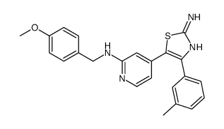 5-[2-[(4-methoxyphenyl)methylamino]pyridin-4-yl]-4-(3-methylphenyl)-1,3-thiazol-2-amine Structure