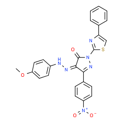 4-[(4-methoxyphenyl)hydrazono]-5-(4-nitrophenyl)-2-(4-phenyl-1,3-thiazol-2-yl)-2,4-dihydro-3H-pyrazol-3-one Structure