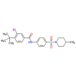 3-Bromo-N-{4-[(4-methyl-1-piperidinyl)sulfonyl]phenyl}-4-(2-methyl-2-propanyl)benzamide结构式