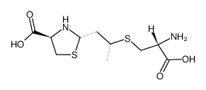(4R)-2ξ-[2-((R)-2-amino-2-carboxy-ethylsulfanyl)-propyl]-thiazolidine-4r-carboxylic acid结构式