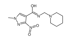 1-methyl-3-nitro-N-(piperidin-1-ylmethyl)pyrazole-4-carboxamide结构式