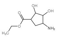 Cyclopentanecarboxylic acid, 4-amino-2,3-dihydroxy-, ethyl ester, Structure