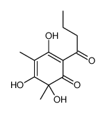 2,4-Cyclohexadien-1-one, 3,5,6-trihydroxy-4,6-dimethyl-2-(1-oxobutyl)- structure