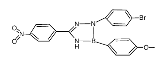 3-(p-bromophenyl)-2-(p-methoxyphenyl)-5-(p-nitrophenyl)-Δ(4)-1,3,4,2-triazaboroline Structure