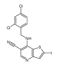 7-[(2,4-dichlorobenzyl)amino]-2-iodothieno[3,2-b]pyridine-6-carbonitrile结构式