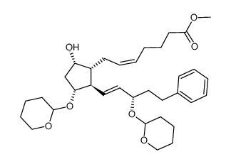 methyl (Z)-7-((1R,2R,3R,5S)-5-hydroxy-2-((3S,E)-5-phenyl-3-((tetrahydro-2H-pyran-2-yl)oxy)pent-1-en-1-yl)-3-((tetrahydro-2H-pyran-2-yl)oxy)cyclopentyl)hept-5-enoate Structure