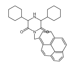 3,5-dicyclohexyl-1-(pyren-1-ylmethyl)piperazine-2,6-dione结构式