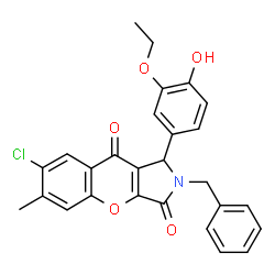 2-Benzyl-7-chloro-1-(3-ethoxy-4-hydroxyphenyl)-6-methyl-1,2-dihydrochromeno[2,3-c]pyrrole-3,9-dione Structure