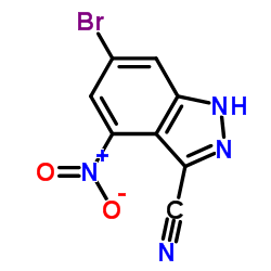 6-Bromo-4-nitro-1H-indazole-3-carbonitrile结构式
