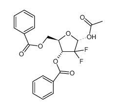 2,2-difluoro-1-O-acetyl-3,5-di-O-benzoyl-2-deoxo-D-ribofuranos-2-ulose Structure