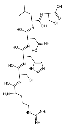(2R)-2-[[(2S)-2-[[(2S)-4-amino-2-[[(2S)-2-[[(2S)-2-[[(2S)-2-amino-5-(diaminomethylideneamino)pentanoyl]amino]-3-hydroxypropanoyl]amino]-3-(1H-imidazol-5-yl)propanoyl]amino]-4-oxobutanoyl]amino]-4-methylpentanoyl]amino]-3-sulfanylpropanoic acid Structure