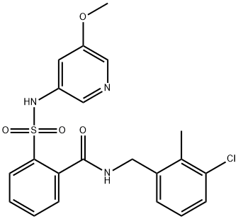 N-[(3-Chloro-2-methylphenyl)methyl]-2-[[(5-methoxy-3-pyridinyl)amino]sulfonyl]benzamide结构式