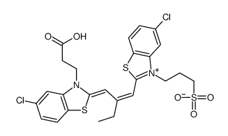 2-[2-[[3-(2-carboxyethyl)-5-chloro-3H-benzothiazol-2-ylidene]methyl]but-1-enyl]-5-chloro-3-(3-sulphonatopropyl)benzothiazolium结构式