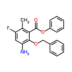 3-Amino-2-benzyloxy-5-fluoro-6-methyl-benzoic acid phenyl ester结构式
