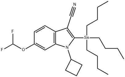 1-环丁基-3-氰基-6-二氟甲氧基-2-三丁基锡吲哚结构式
