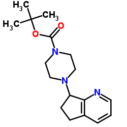 2-Methyl-2-propanyl 4-(6,7-dihydro-5H-cyclopenta[b]pyridin-7-yl)-1-piperazinecarboxylate结构式