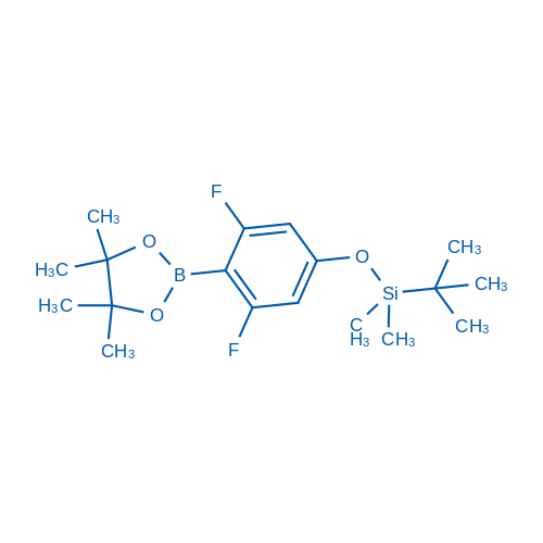 叔丁基(3,5-二氟-4-(4,4,5,5-四甲基-1,3,2-二氧硼杂环戊烷-2-基)苯氧基)二甲基硅烷结构式